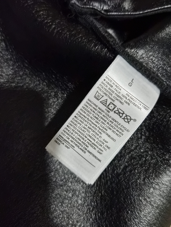 GAP Womens Nwt Recycled Black Sherpa & Vegan Leather Trim Jacket Sz L - Picture 10 of 10